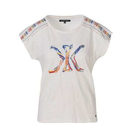 KOROSHI KOROSHI Shirt enziaan / lichtblauw / oranje / wit