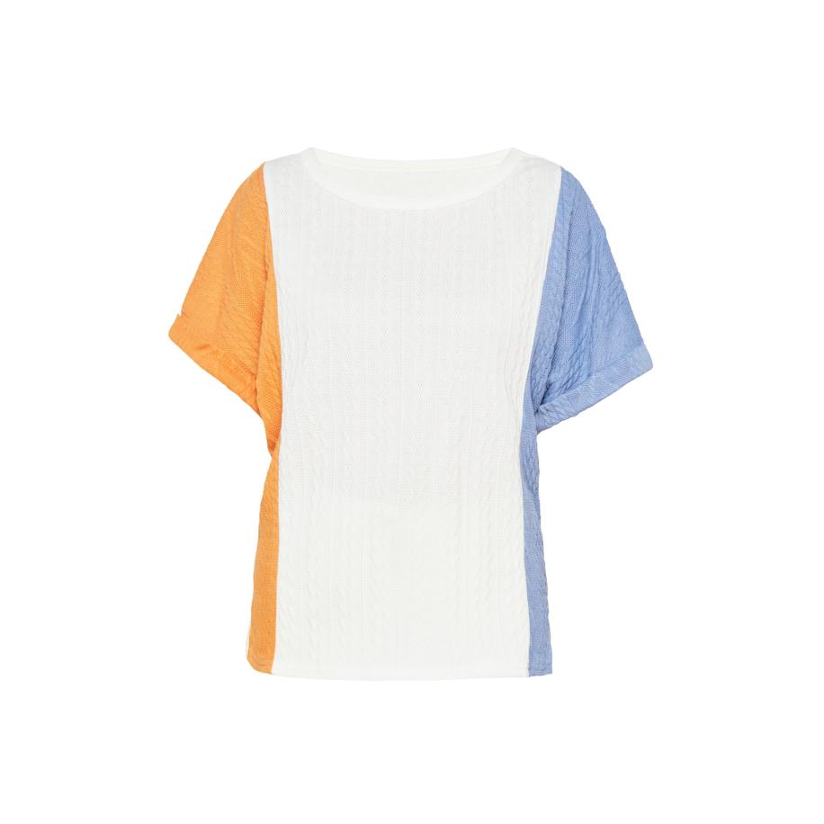 SANIKA SANIKA Trui Fashion Look lichtblauw / oranje / wit -