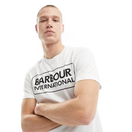 Barbour International - Musthave T-shirt met groot logo in wit
