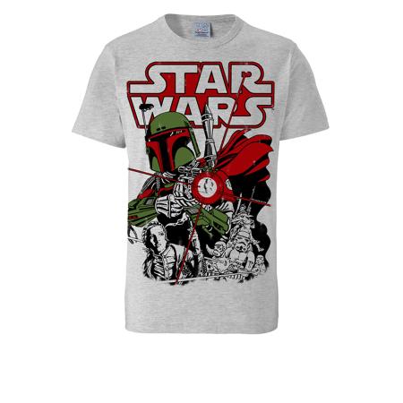 LOGOSHIRT Shirt Star Wars - Boba Fett grijs / groen / rood / zwart