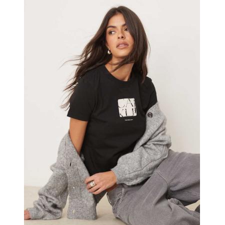 Calvin Klein Jeans T-shirt met omkaderde print in zwart