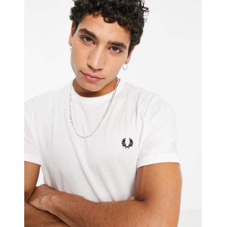 Fred Perry - Wit T-shirt met contrasterende boord