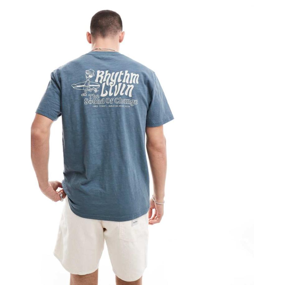 Rhythm - Livin - T-shirt in donkerblauw-Marineblauw Blauw