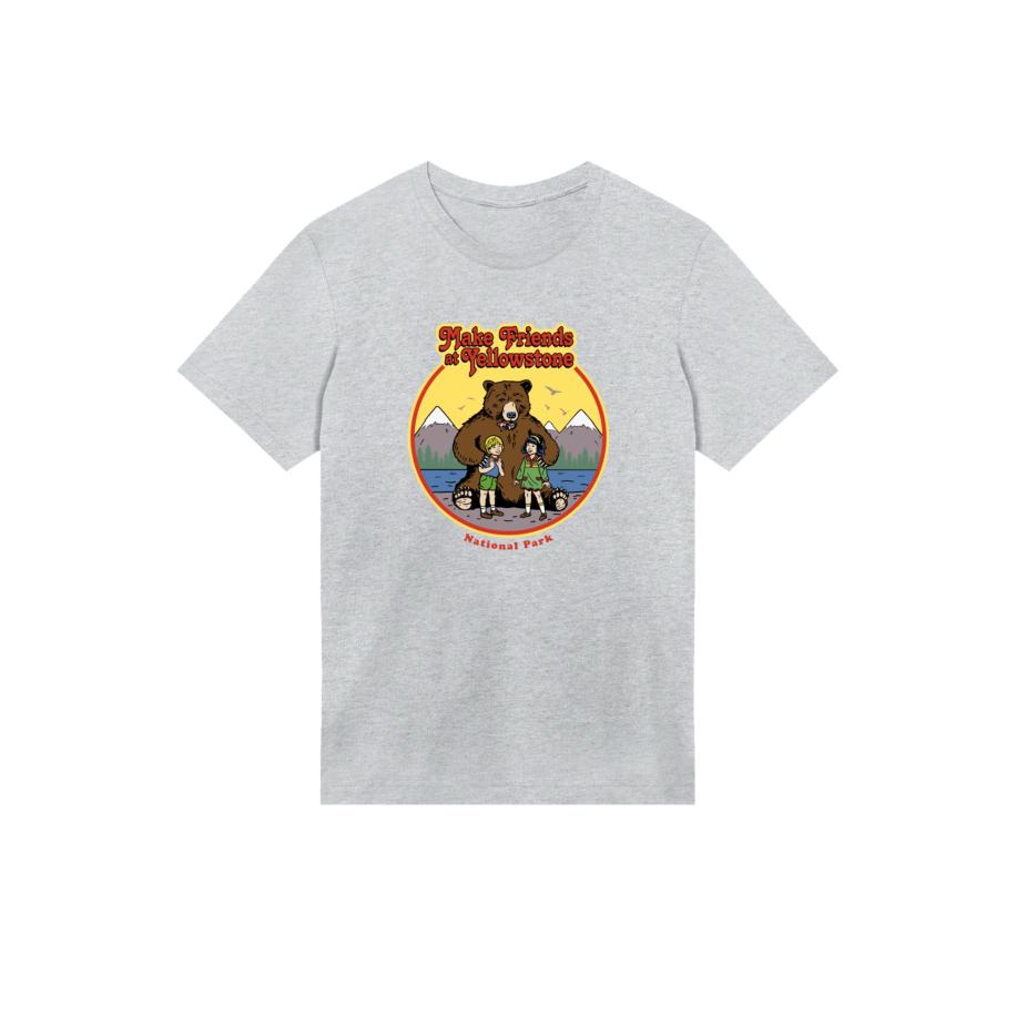 F4NT4STIC F4NT4STIC Shirt US National Parks Make Friends At Yellowstone bruin / geel / grijs gemêleerd / rood -