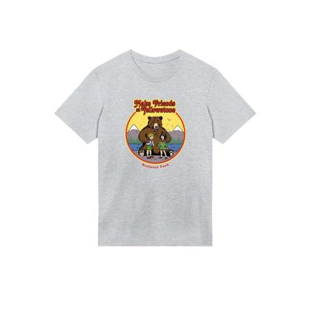 F4NT4STIC F4NT4STIC Shirt US National Parks Make Friends At Yellowstone bruin / geel / grijs gemêleerd / rood