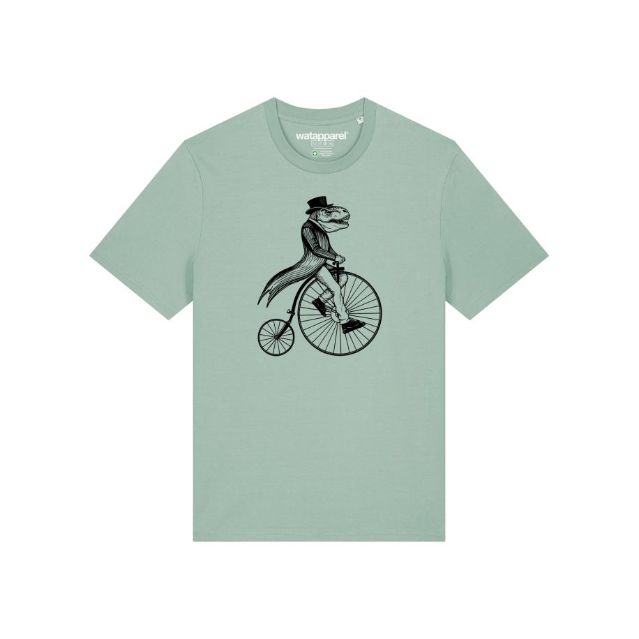 Watapparel Watapparel Shirt T-Rex Auf Fahrrad mintgroen / zwart -