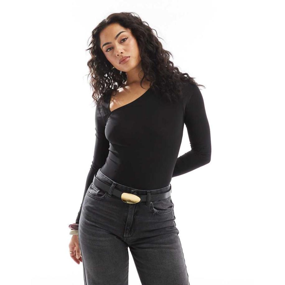Miss Selfridge Zachte asymmetrische body-Zwart Zwart