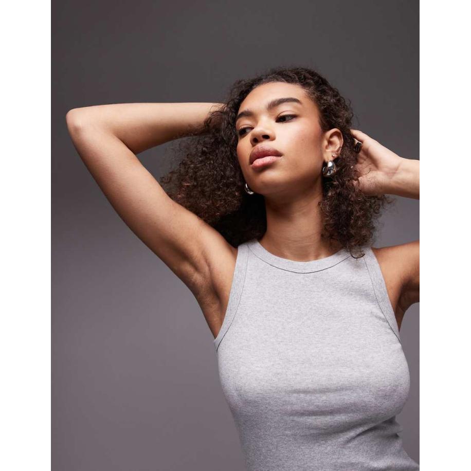 ARKET Hemdje van geribbelde jersey in gemêleerd grijs Grijs