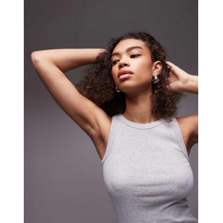 ARKET Hemdje van geribbelde jersey in gemêleerd grijs