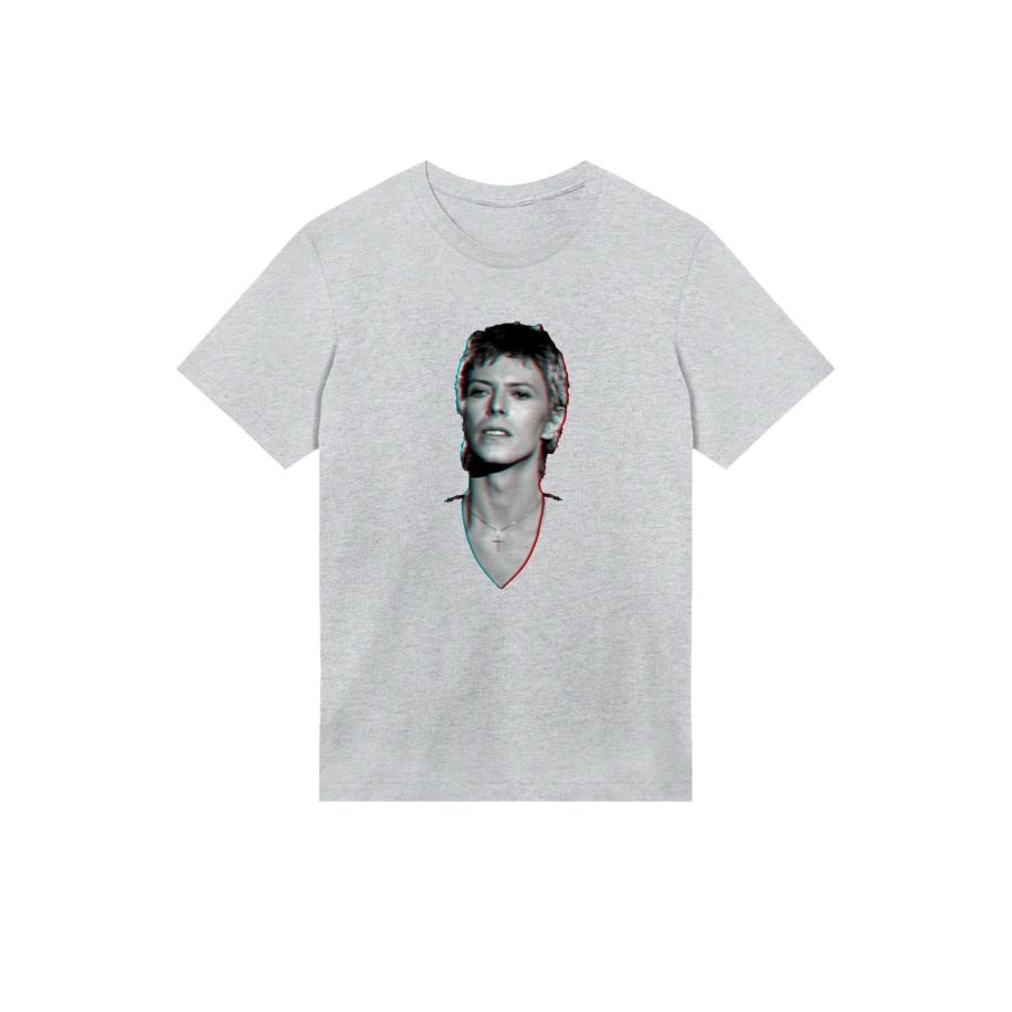 F4NT4STIC F4NT4STIC Shirt TV Times Pop Star David Bowie Portrait 1977 grijs / donkergrijs / zwart -