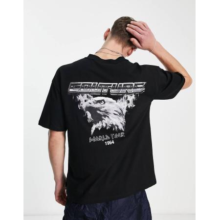 The Couture Club - Ruimvallend T-shirt in zwart met print van adelaar op de achterkant