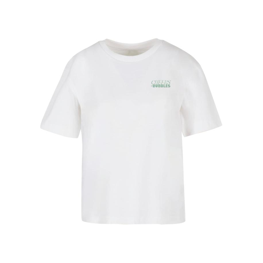 Miss Tee Shirt Cheers And Bubbles grasgroen / zalm roze / wit Wit