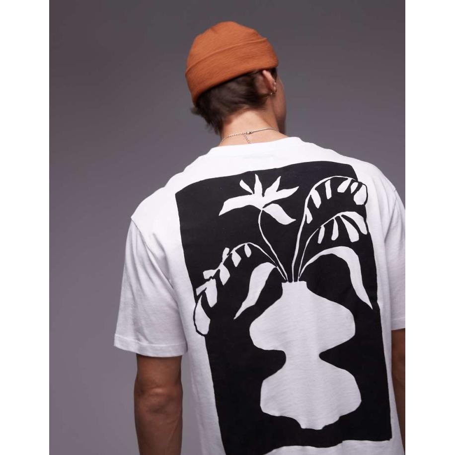 Topman - Oversized T-shirt met print in wit Wit