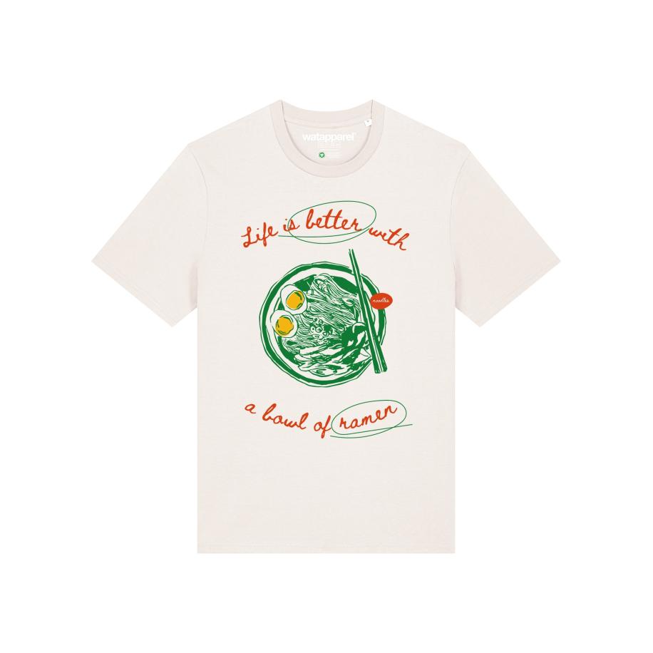 Watapparel Watapparel Shirt Life Is Better With Ramen geel / groen / kreeft / wit -