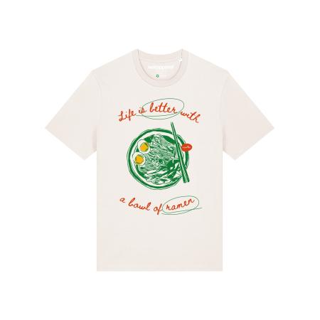 Watapparel Watapparel Shirt Life Is Better With Ramen geel / groen / kreeft / wit