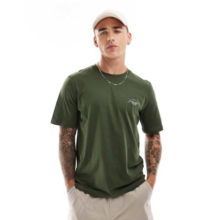 Jack & Jones - T-shirt met geschreven logo in kaki-Groen