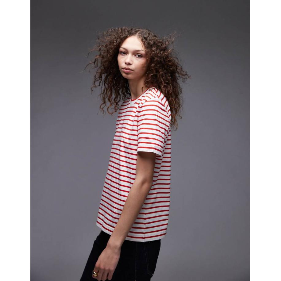 ARKET Gestreept T-shirt met korte mouwen in roze en rood-Veelkleurig Multicolor