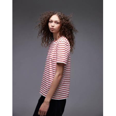 ARKET Gestreept T-shirt met korte mouwen in roze en rood-Veelkleurig