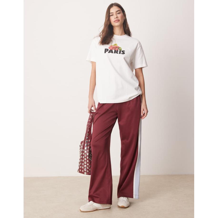 Abercrombie & Fitch Oversized T-shirt met korte mouwen en Paris-print in wit Wit