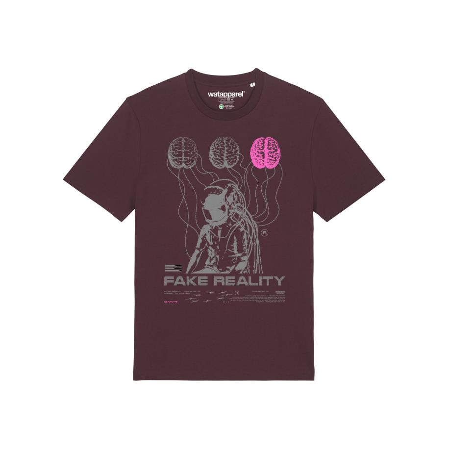 Watapparel Watapparel Shirt Fake Reality grijs / rosa / donkerrood -