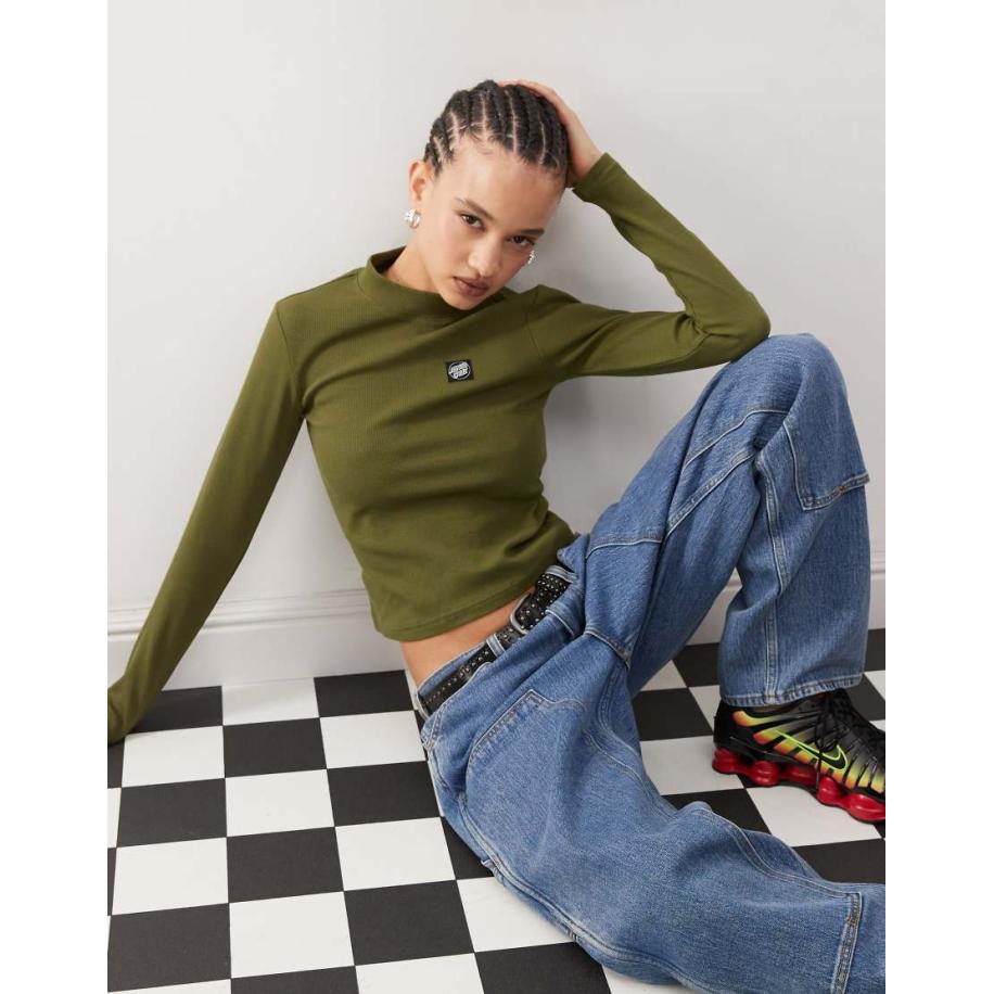 Santa Cruz T-shirt met lange mouwen en hoge hals in kaki-Groen Groen