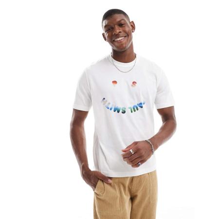 PS Paul Smith - Happy - T-shirt met logo in wit