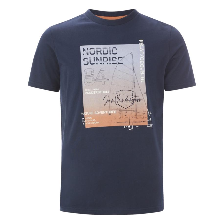 jan vanderstorm Jan Vanderstorm Shirt Arnoheld donkerblauw / grijs / oranje / wit -