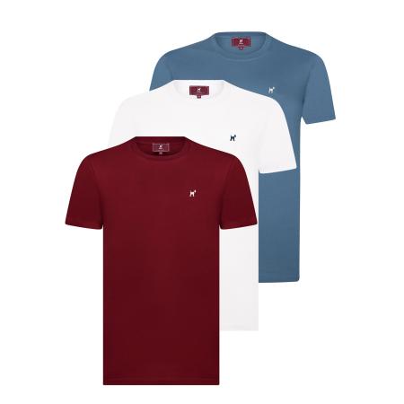 Williot Williot Shirt blauw denim / bourgogne / wit