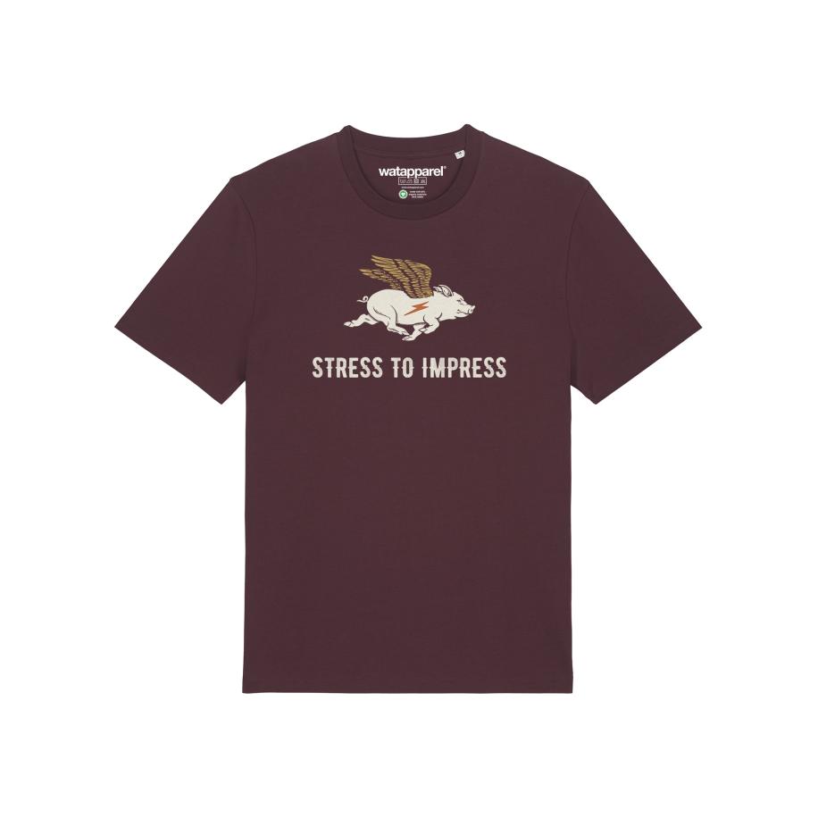 Watapparel Watapparel Shirt Stress to impress camel / greige / wijnrood -