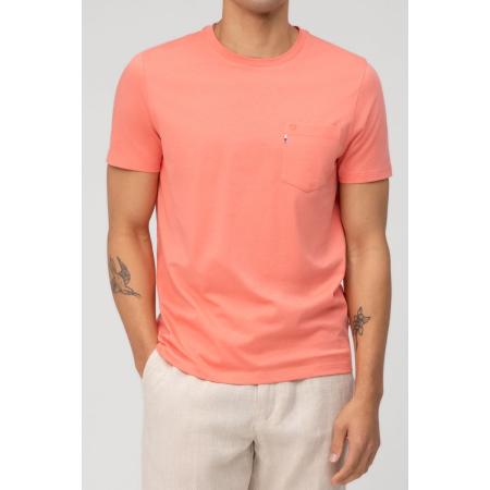 OLYMP Casual T-Shirt ronde hals koraal, Effen