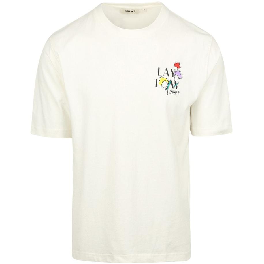 Shiwi T-Shirt Finn Sketched Flowers Off White Wit