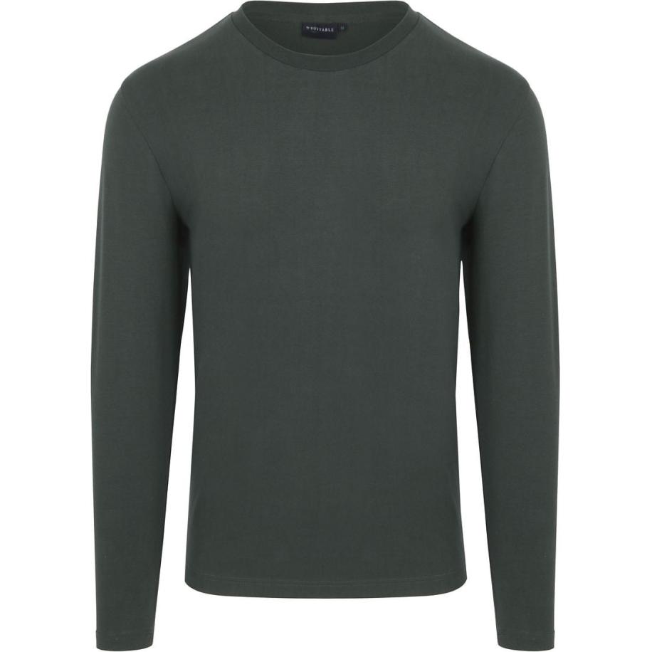 Suitable Respect Longsleeve Heavy T-shirt Donkergroen Groen
