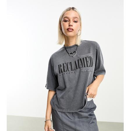 Reclaimed Vintage Cropped T-shirt met logo in antraciet-Grijs