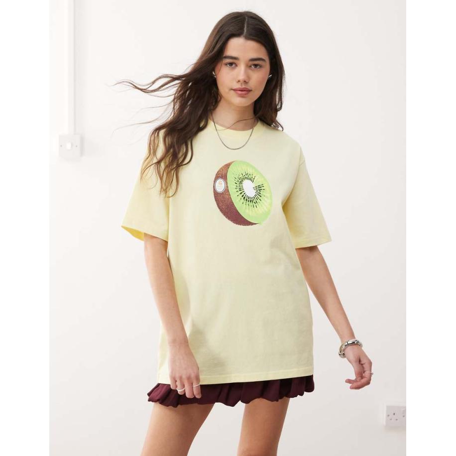 Gramicci Kiwi T-shirt met print in citroengeel Geel