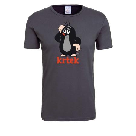 LOGOSHIRT Shirt Der Kleine Maulwurf Krtek donkergrijs / donkeroranje / zwart / wit