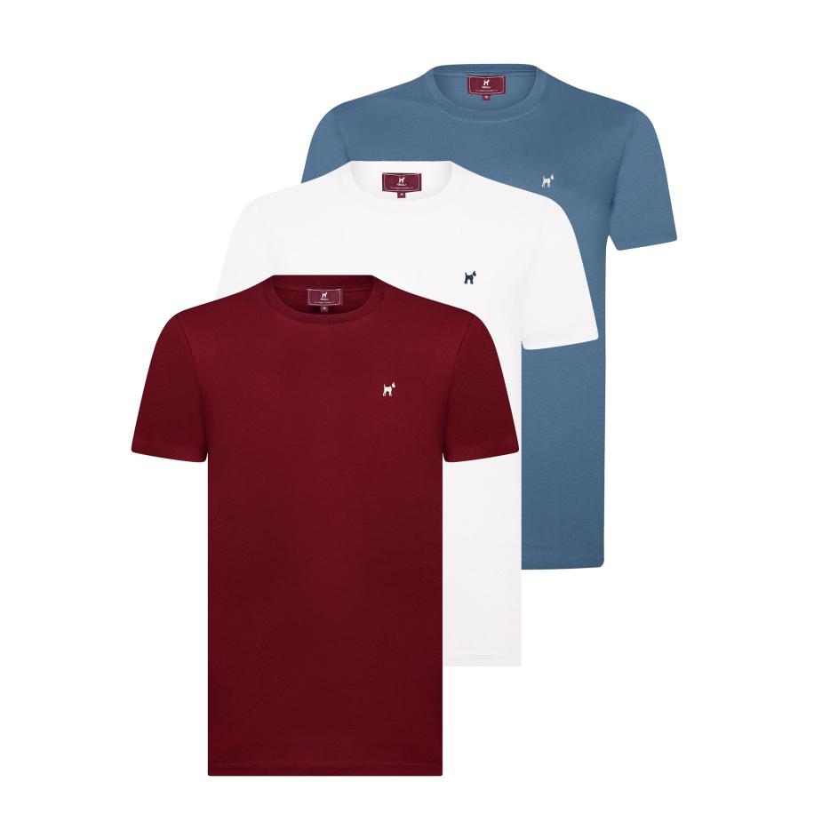 Williot Williot Shirt blauw denim / bourgogne / wit -