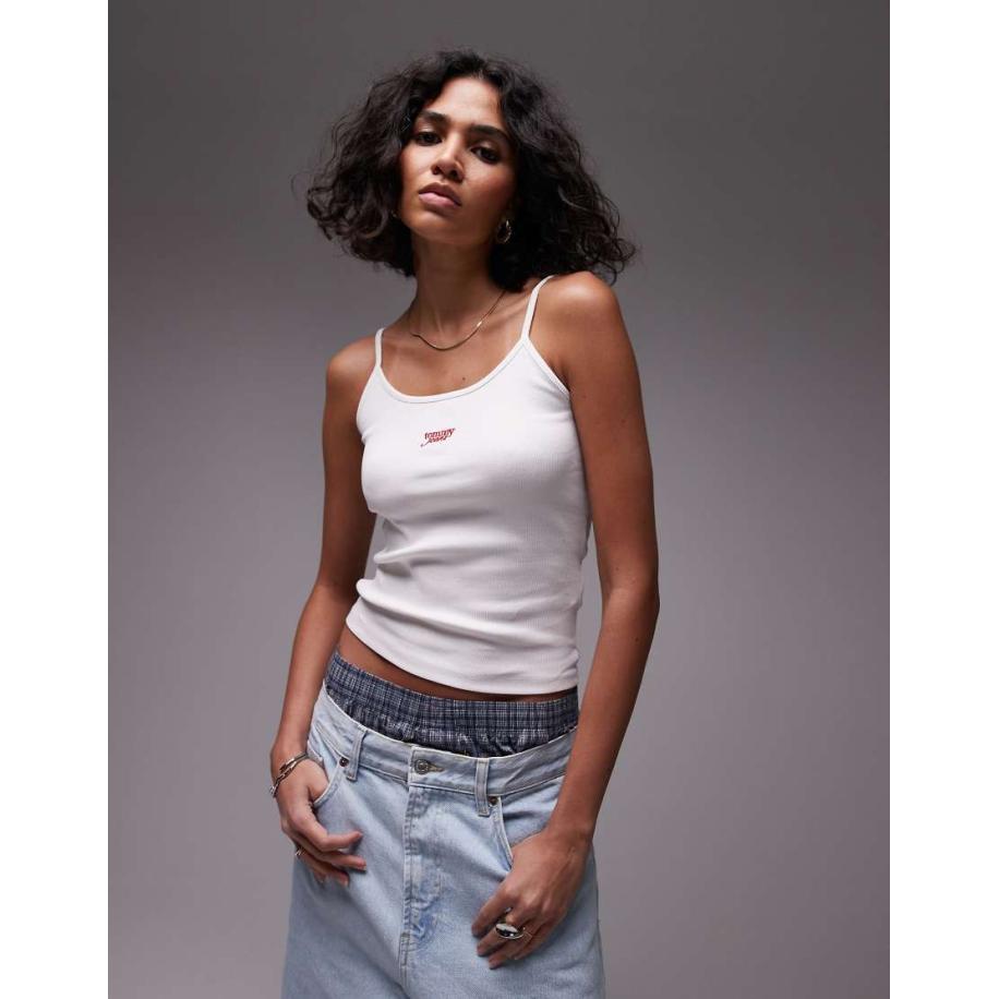 Tommy Jeans Hemdje met logo in wit Wit