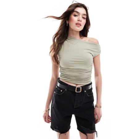 Cotton On Geribde top met korte mouwen in woestijn saliegroen