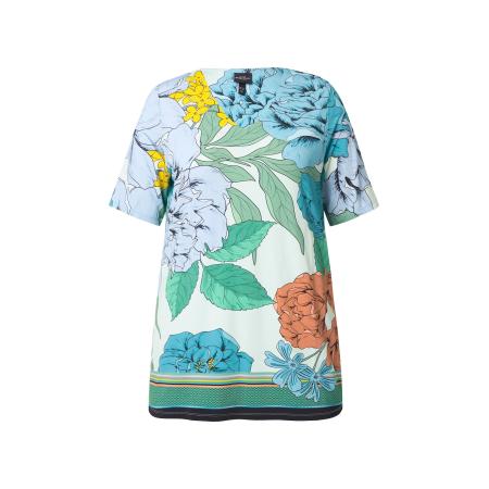 Ulla Popken Ulla Popken Shirt hemelsblauw / geel / mandarijn / wit