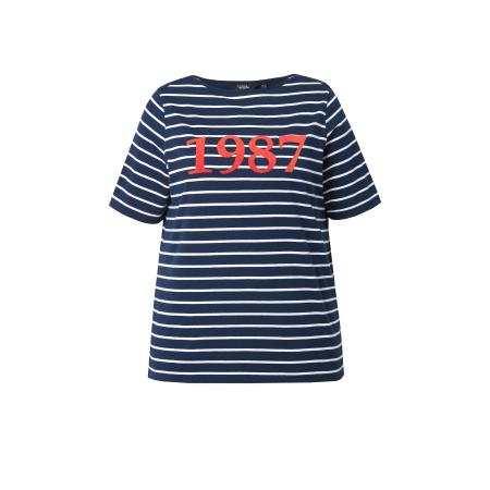 Ulla Popken Ulla Popken Shirt marine / oranjerood / wit