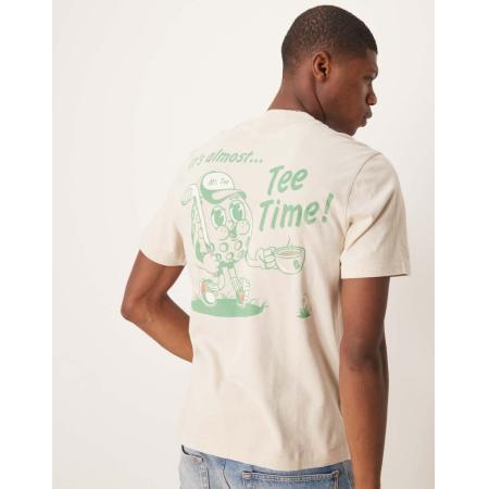 Abercrombie & Fitch - T-shirt met grafische Tea Time-print op de achterkant in beige-Neutraal