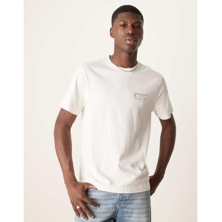 Abercrombie & Fitch - T-shirt met golfprint aan de achterkant in crème-Wit