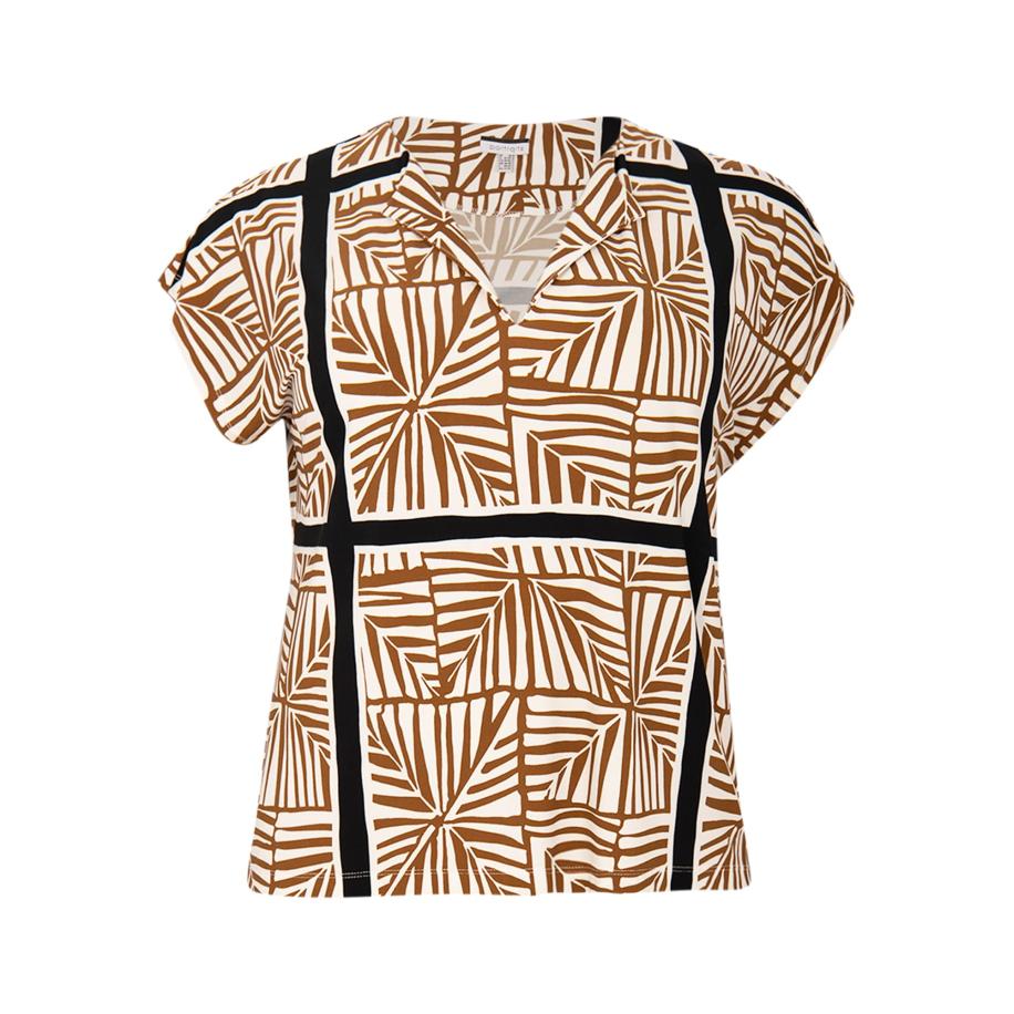 Yoek YOEK Shirt ecru / bruin / zwart -