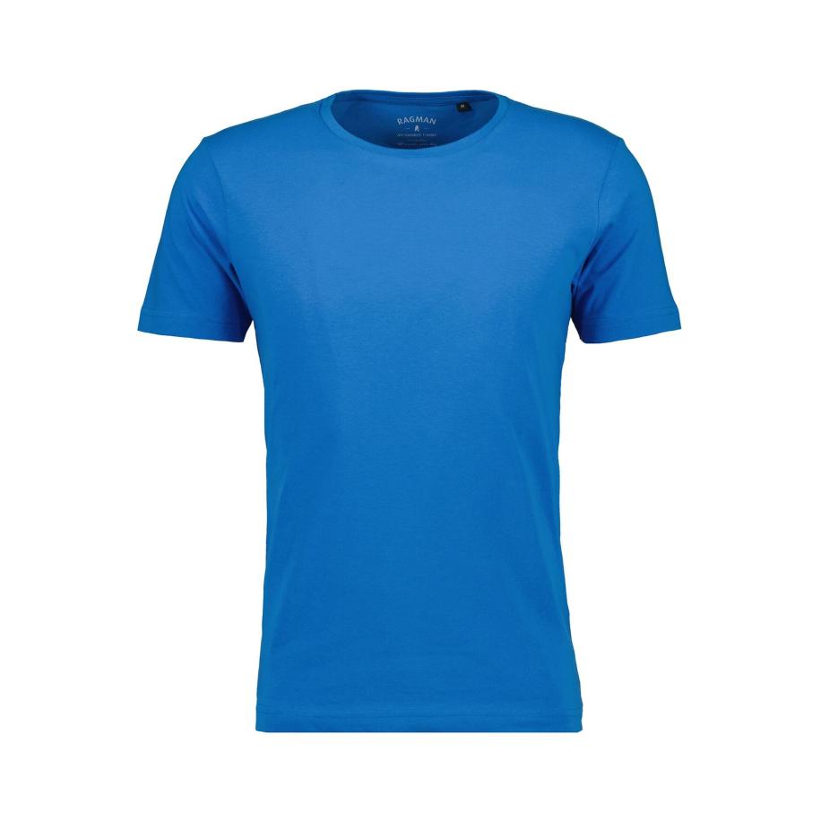 RAGMAN T-Shirt ronde hals azuurblauw, Effen Blauw