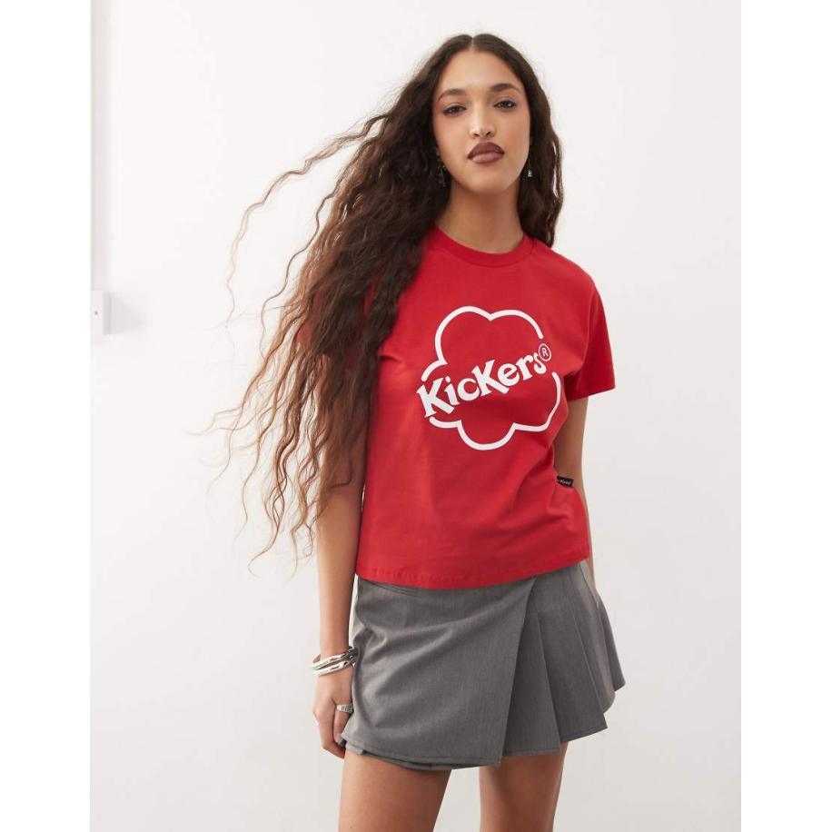 Kickers Jaren 90 baby T-shirt met logo in rood Rood