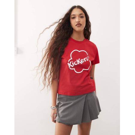 Kickers Jaren 90 baby T-shirt met logo in rood