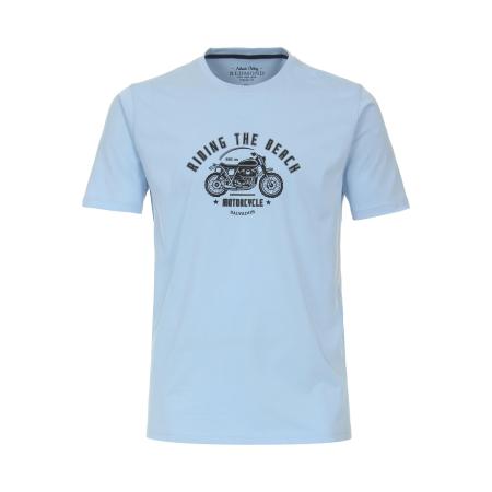 Redmond Casual T-Shirt ronde hals blauw, Motief