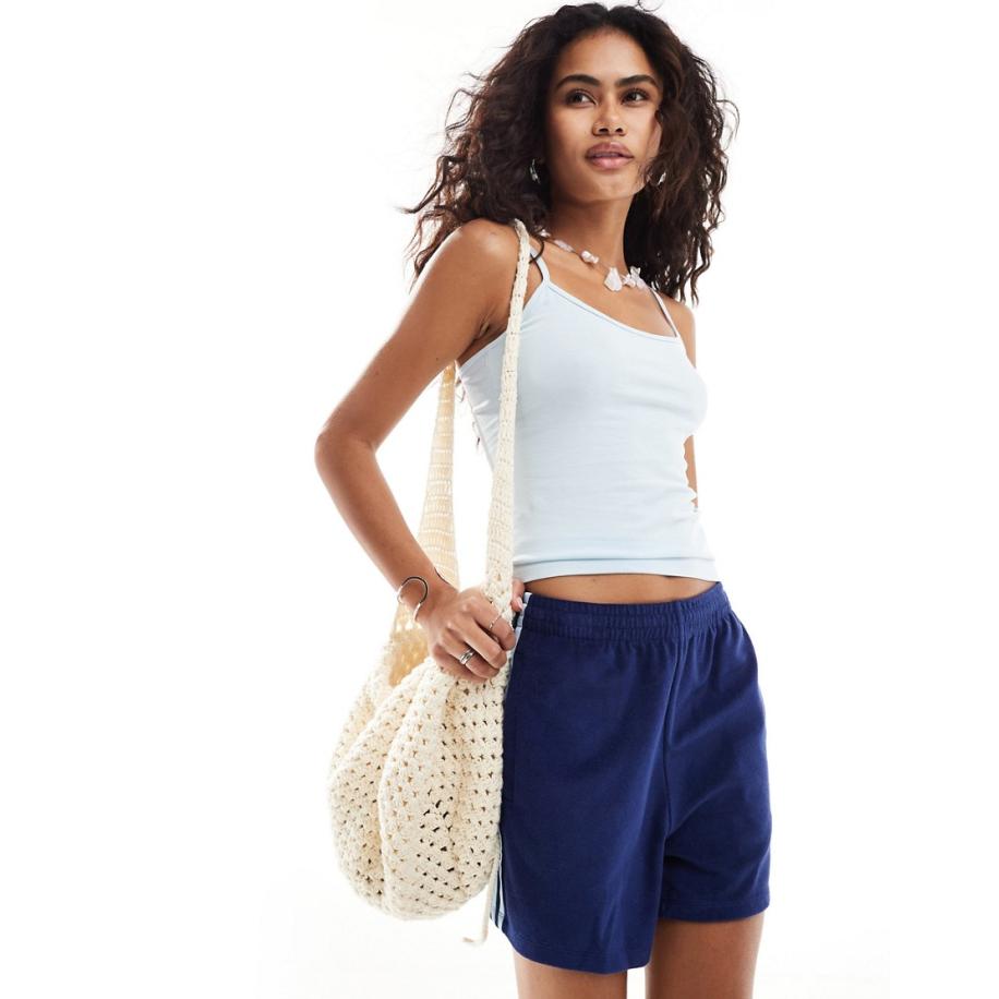 Monki Hemdje met bandjes in lichtblauw Blauw