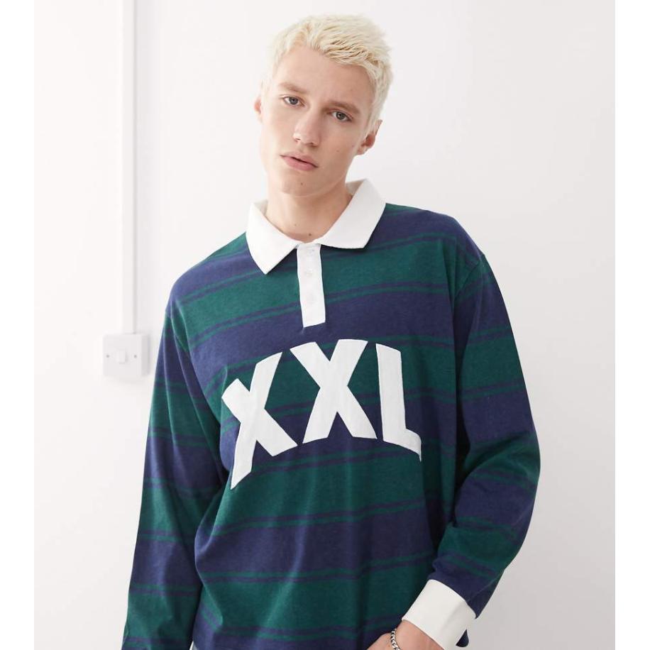 COLLUSION - Polo met borduursel, lange mouwen en strepen in multi-Veelkleurig Multicolor