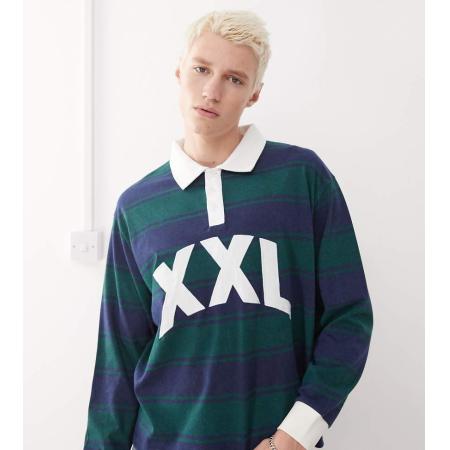 COLLUSION - Polo met borduursel, lange mouwen en strepen in multi-Veelkleurig